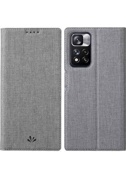 Flip Telefon Kılıfı Dokulu Pu Deri Stand Xiaomi Redmi Için Otomatik Manyetik Kapalı Telefon Kapağı Not 11 Pro+ 5g/redmi Note 11 Pro 5g (Çin) (Mediatek) -Grey (Yurt Dışından)