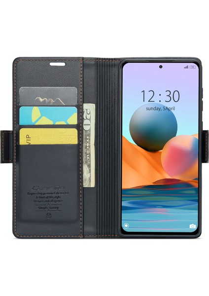 Xiaomi Redmi Için Telefon Kılıfı Note 10 Pro 4g (Hindistan)/(Global)/note 10 Pro Max 4g Rfıd Engelleme Cüzdan Stand Deri Kapak Black (Yurt Dışından)