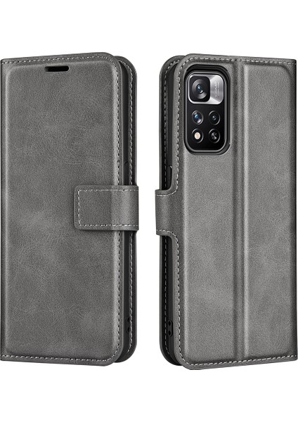 Pu Deri Manyetik Cüzdan Standı Kasa Şok Geçirmez Tpu Xiaomi Redmi Için Iç Koruyucu Flip Kapak Not 11 Pro+ 5g/redmi Note 11 Pro 5g (Çin) (Mediatek) -Grey (Yurt Dışından)