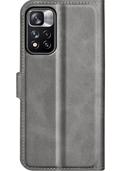 Pu Deri Manyetik Cüzdan Standı Kasa Şok Geçirmez Tpu Xiaomi Redmi Için Iç Koruyucu Flip Kapak Not 11 Pro+ 5g/redmi Note 11 Pro 5g (Çin) (Mediatek) -Grey (Yurt Dışından) modelleri