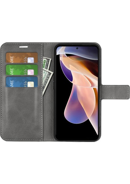Pu Deri Manyetik Cüzdan Standı Kasa Şok Geçirmez Tpu Xiaomi Redmi Için Iç Koruyucu Flip Kapak Not 11 Pro+ 5g/redmi Note 11 Pro 5g (Çin) (Mediatek) -Grey (Yurt Dışından) fırsatları