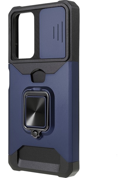 Kamera Kaydırıcı Anti-Fall Koruma Pc+ Tpu Telefon Kılıf Kartı Yuvası ve Kickstand Tasarım Telefon Kapağı Xiaomi Redmi Note 11 Pro 5g (Çin) (Mediatek)/note 11 Pro+ 5g-Dark Mavi (Yurt Dışından) fiyatları