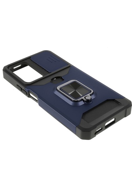 Kamera Kaydırıcı Anti-Fall Koruma Pc+ Tpu Telefon Kılıf Kartı Yuvası ve Kickstand Tasarım Telefon Kapağı Xiaomi Redmi Note 11 Pro 5g (Çin) (Mediatek)/note 11 Pro+ 5g-Dark Mavi (Yurt Dışından) fırsatları
