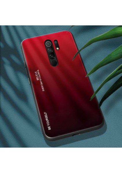 Xiaomi Redmi 9-Kırmızı/siyah Için Gradyan Renk Temperli Cam+Pc+Tpu Kabuğu (Yurt Dışından)