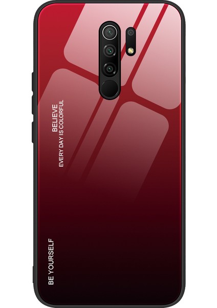 Xiaomi Redmi 9-Kırmızı/siyah Için Gradyan Renk Temperli Cam+Pc+Tpu Kabuğu (Yurt Dışından)