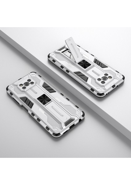 Anti Drop Pc+Tpu Hibrid Telefon Kılıfı Kickstand ile Xiaomi Poco X3/poco X3 Pro/poco X3 Nfc-Sılver (Yurt Dışından)