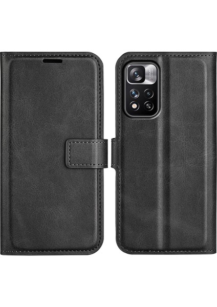 Pu Deri Manyetik Cüzdan Standı Kasa Şok Geçirmez Tpu Xiaomi Için Iç Koruyucu Flip Kapak Not 11 Pro+ 5g/redmi Note 11 Pro 5g (Çin) (Mediatek) -Black (Yurt Dışından)