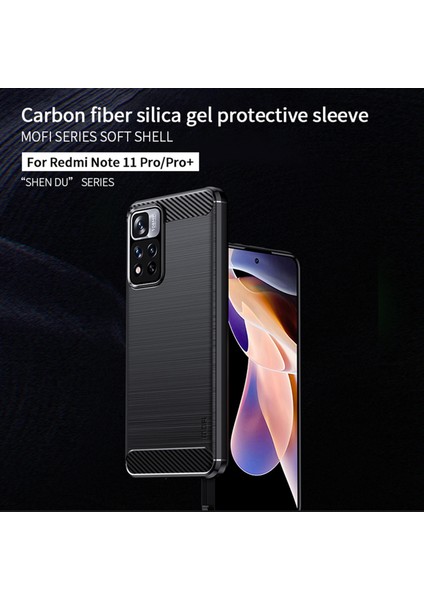 Şok Geçirmez Karbon Fiber Fırçalanmış Doku Tpu Xiaomi Redmi Için Telefon Kılıfı Not 11 Pro+ 5g/redmi Note 11 Pro 5g (Çin) (Mediatek) -Red (Yurt Dışından) fiyatları