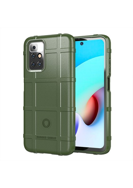 Şok Emilim Sağlam Grid Doku Xiaomi Redmi Için Ince Yumuşak Tpu Telefon Kılıfı 10 4g (2021)/10 Prime/10 2022 4g/not 11 4g (Mediatek) -Green (Yurt Dışından)