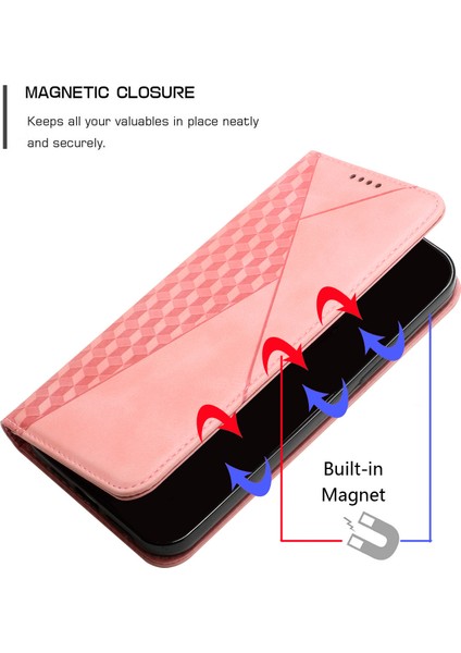 Geometrik Desen Standı Deri Cüzdan Kapağı Xiaomi Redmi Note 9s/redmi Not 9 Pro/redmi Note 9 Pro Max-Rose Gold (Yurt Dışından)
