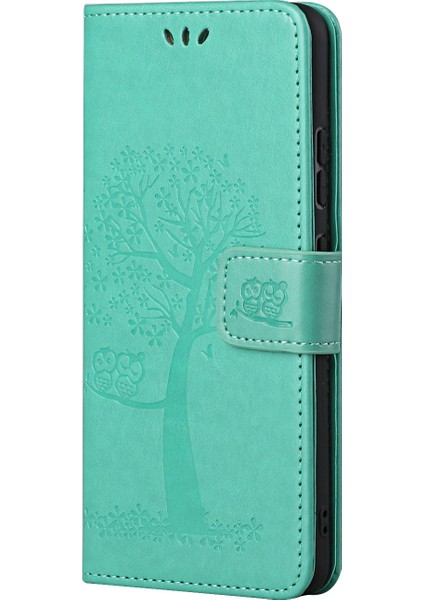 Cüzdan Tasarım Ağacı Baykuş Baskı Şok Geçirmez Anti-Güz Deri Telefon Kapağı Stand Stand For Xiaomi Redmi 10 4g (2021)/10 2022 4g/not 11 4g (Mediatek) -Green (Yurt Dışından) fiyatları