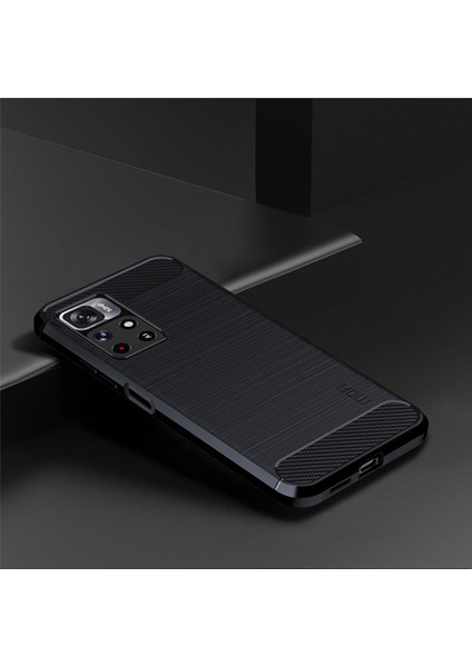 Şok Geçirmez Karbon Fiber Fırçalanmış Doku Tpu Xiaomi Redmi Için Telefon Kılıfı Not 11 Pro+ 5g/redmi Note 11 Pro 5g (Çin) (Mediatek) -Blue (Yurt Dışından) fırsatları