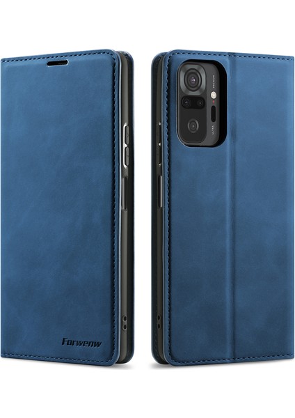 Xiaomi Için Ipeksi Dokunmatik Deri Cüzdan Kılıfı Note 10 Pro/redmi Note 10 Pro Max-Blue (Yurt Dışından)