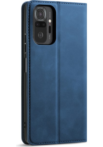 Xiaomi Için Ipeksi Dokunmatik Deri Cüzdan Kılıfı Note 10 Pro/redmi Note 10 Pro Max-Blue (Yurt Dışından)