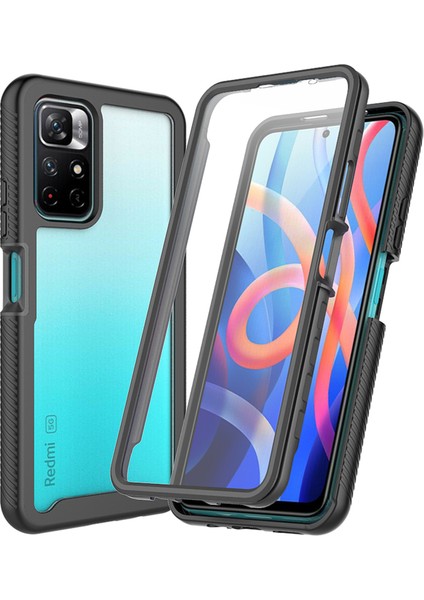 Xiaomi Redmi Için Note 11 5g (Çin) (Mediatek)/not 11S 5g/not 11T 5g Tam Kapsam Pc+Tpu+Pet Ekran Koruyucusu 3-1 Arada Telefon Kılıfı Kabuk Black (Yurt Dışından)