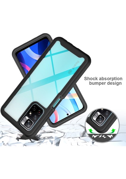Xiaomi Redmi Için Note 11 5g (Çin) (Mediatek)/not 11S 5g/not 11T 5g Tam Kapsam Pc+Tpu+Pet Ekran Koruyucusu 3-1 Arada Telefon Kılıfı Kabuk Black (Yurt Dışından)