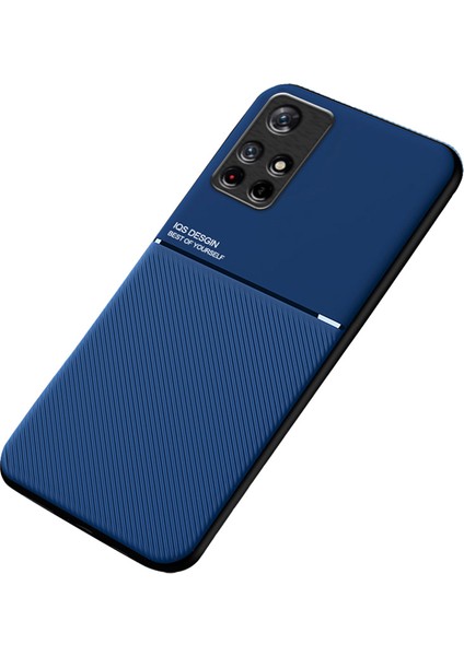 Parçalanma Önleme Önleyici Toz Geçirmez Cep Telefon Kılıfı Tpu+Pu Deri Şok Geçirmez Telefon Kapağı Xiaomi Için Dahili Manyetik Metal Sayfası Redmi Not 11 /redmi Not 11T /not 11S -Blue (Yurt Dışından)
