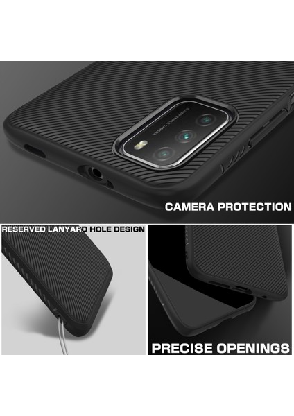 Jazz Serisi Twill Texture Tpu Xiaomi Poco M3-Black Için Telefon Kapağı (Yurt Dışından)