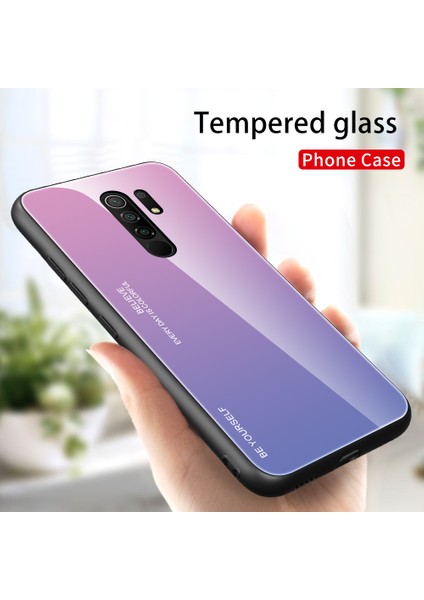 Xiaomi Redmi 9-Pink/mor Için Gradyan Renk Temsilli Cam+Pc+Tpu Kabuğu (Yurt Dışından) modelleri