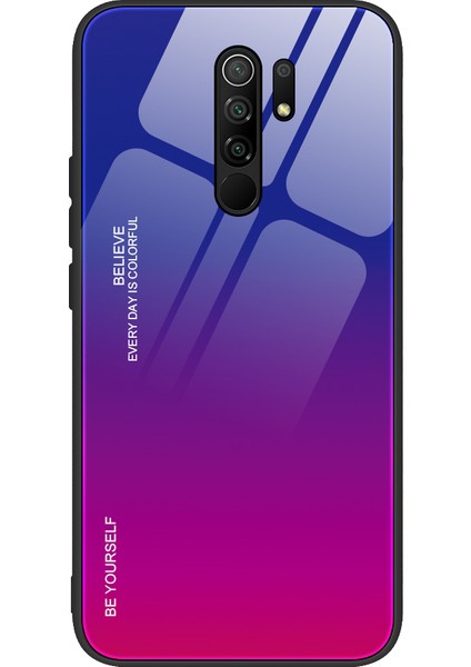 Xiaomi Redmi Için 9-Dark Mavi/gül Için Degrade Renk Temsilli Cam+Pc+Tpu Kabuğu (Yurt Dışından)