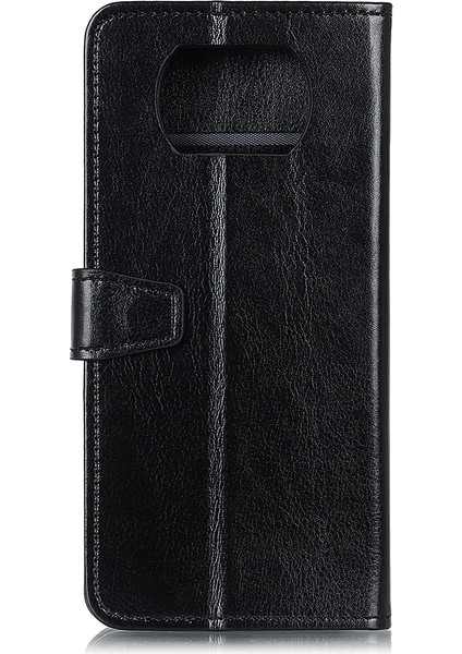 Xiaomi Poco X3 Nfc-Black Için Cüzdanlı Çılgın At Derisi Kapağı ile Deri (Yurt Dışından)