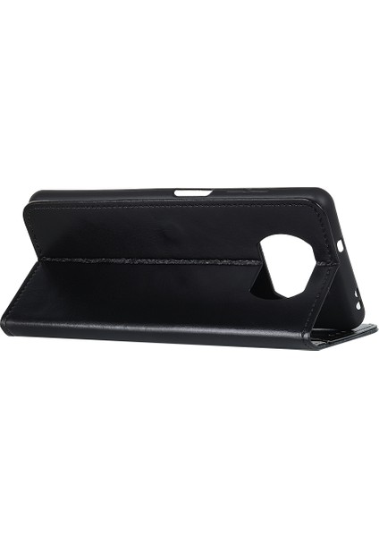 Xiaomi Poco X3 Nfc-Black Için Cüzdanlı Çılgın At Derisi Kapağı ile Deri (Yurt Dışından)