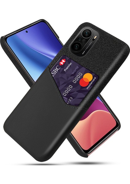 Xiaomi Redmi K40/K40 PRO/K40 Pro+/xiaomi Mi 11I/11X Pro/xiaomi Poco F3-Black Için Kart Yuvası ile Kumaş Doku Pc Telefon Kılıfı (Yurt Dışından)