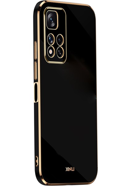 Xiaomi Redmi Için Xinli Note 11 Pro 5g (Çin) (Mediatek)/not 11 Pro+ 5g Hassas Lens Kesim Tpu Akıllı Telefon Şok Geçirmez Kılıf Şık Elektrokopulasyon Altın Edge Telefon Kapak Black (Yurt Dışından)