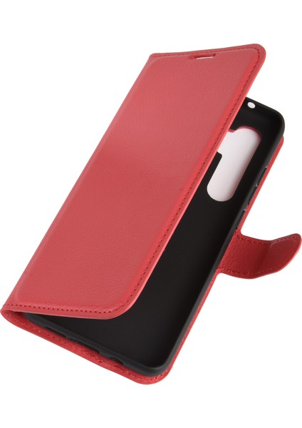 Litchi Cilt Manyetik Deri Stand Kılıfı Xiaomi Mi Note 10 Lite-Red (Yurt Dışından)