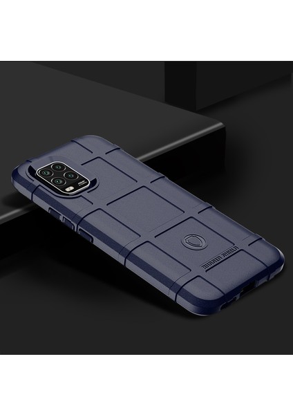 Anti-Shock Square Grid Doku Xiaomi Mi Için Tpu Kılıfı 10 Lite 5g-Blue (Yurt Dışından)