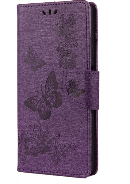 Baskı Kelebekleri Cüzdan Stand Flip Deri Telefon Kapağı Xiaomi Poco X3/poco X3 Nfc-Purple (Yurt Dışından)