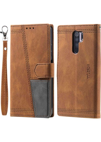 Xiaomi Için Ttudrch Redmı 9 004 Birleştirme Cilt Touch Stand Telefon Kılıfı Pu Deri Cüzdan Kapağı Rfıd Blowanter-Brown (Yurt Dışından)
