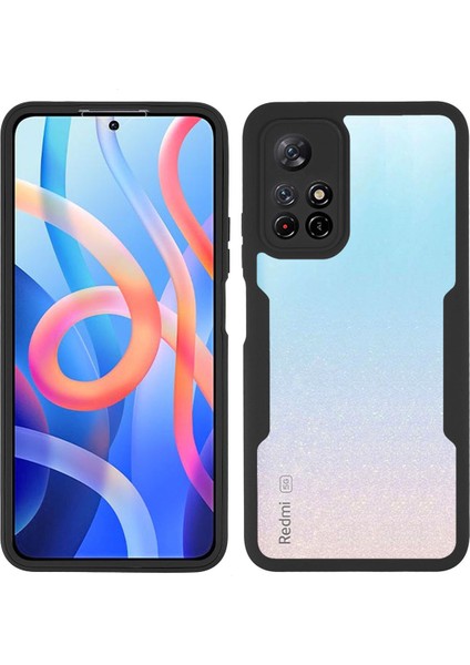 360 Derece Koruma Akrilik+Tpu Hibrit Telefon Kılıfı Pet Screen Film ile Xiaomi Redmi Not 11 5g (Çin) (Mediatek)/redmi Not 11T 5g/redmi Not 11S 5g-Black (Yurt Dışından)
