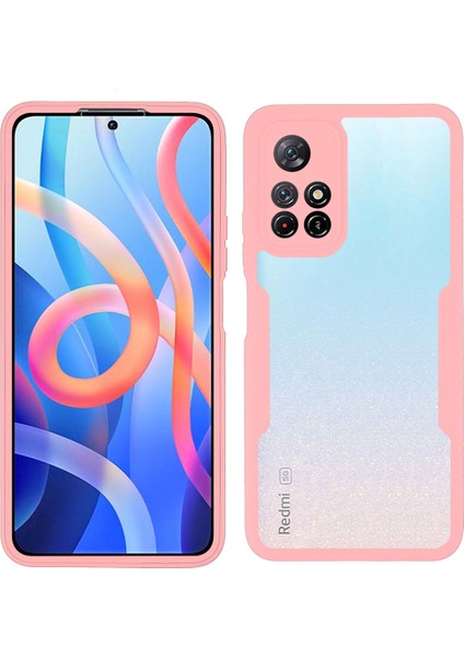 360 Derece Koruma Akrilik+Tpu Hibrit Telefon Kılıfı Pet Screen Film ile Xiaomi Redmi Not 11 5g (Çin) (Mediatek)/redmi Note 11T 5g/redmi Not 11S 5g-Pink (Yurt Dışından)