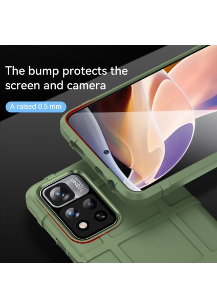 Anti-Cratch Telefon Kasası Engebeli Kare Izgara Tasarımı Kalınlaşmış Tpu Telefonu Xiaomi Redmi Için Geri Kapak Not 11 Pro 5g (Çin) (Mediatek)/not 11 Pro+ 5g-Green (Yurt Dışından) fırsatları