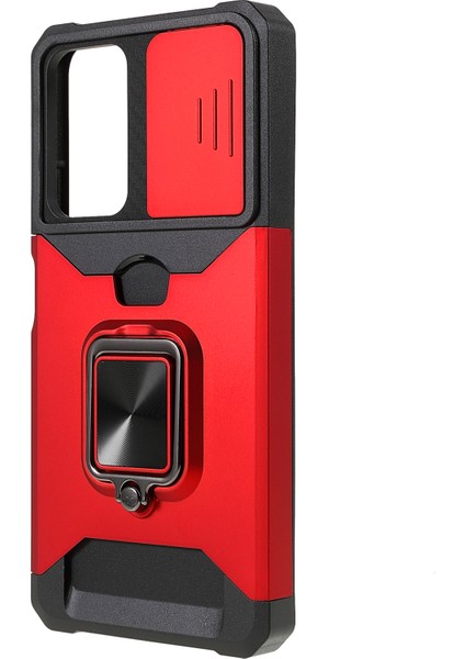 Kamera Kaydırıcı Anti-Fall Koruma Pc+ Tpu Telefon Kılıf Kartı Yuvası ve Kickstand Tasarım Telefon Kapağı Xiaomi Redmi Note 11 Pro 5g (Çin) (Mediatek)/note 11 Pro+ 5g-Red (Yurt Dışından) fiyatları