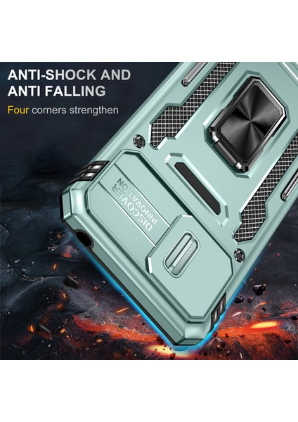 Xiaomi Için Zırh Serisi Redmi 9A Iyi Korumalı Slayt Kamera Koruyucu Kickstand Telefon Kılıfı Pc+Tpu Koruyucu Kapak Yeşil (Yurt Dışından)