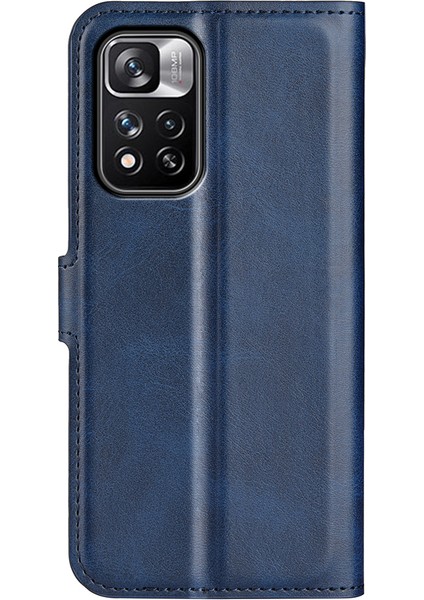 Pu Deri Manyetik Cüzdan Standı Kasa Şok Geçirmez Tpu Xiaomi Için Iç Koruyucu Flip Kapak Not 11 Pro+ 5g/redmi Note 11 Pro 5g (Çin) (Mediatek) -Blue (Yurt Dışından) modelleri