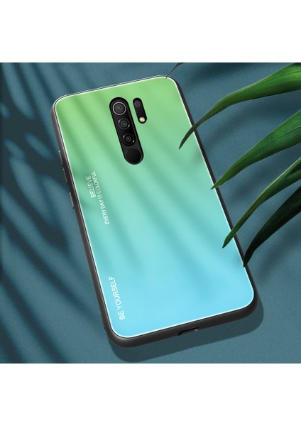 Xiaomi Redmi Için 9-Yeşil/mavi Için Gradyan Renk Temsilli Cam+Pc+Tpu Kabuğu (Yurt Dışından)