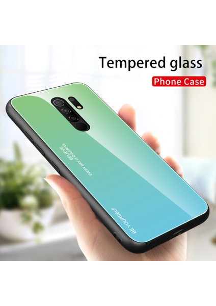 Xiaomi Redmi Için 9-Yeşil/mavi Için Gradyan Renk Temsilli Cam+Pc+Tpu Kabuğu (Yurt Dışından) modelleri