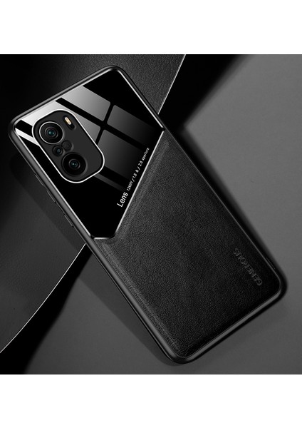 Xiaomi Redmi K40/K40 PRO/K40 Pro+/mi 11I/POCO F3-Black Için Dahili Manyetik Metal Sac Tasarımlı Hassas Kesilmiş Deri Kaplamalı Hibrit Kılıf (Yurt Dışından)