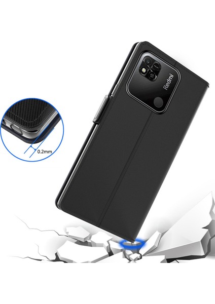 Xiaomi Için Redmi 9c/9c NFC/10A Stand Makyaj Aynası Tasarımı Anti-Drop Manyetik Pu Deri+Tpu Koruyucu Kılıf Kart Tutucu-Black (Yurt Dışından) fırsatları