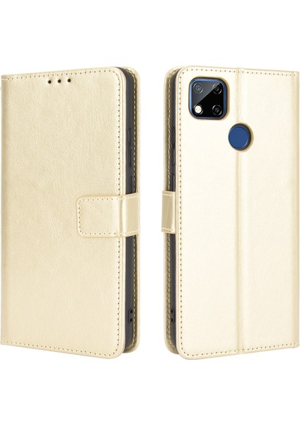 Çılgın At Cüzdanı Stand Deri Kabuk Xiaomi Redmi 9 (Hindistan)/xiaomi Redmi 9c/redmi 9c Nfc/redmi 10A-GOLD (Yurt Dışından) fırsatları