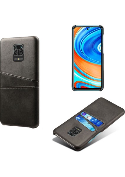 Çift Kart Yuvaları Pu Deri Kaplamalı Plastik Telefon Xiaomi Için Sert Kapak Note 9 Pro/9 Pro Max/9s-Black (Yurt Dışından)