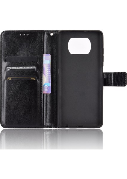 Xiaomi Poco X3 Nfc/poco X3-Black Için Crazy Horse Cilt Cüzdan Deri Kılıf (Yurt Dışından)