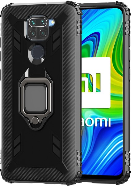 Koruyucu Parmak Kickstand Tpu Cep Telefon Kabuğu Xiaomi Redmi Note 9/10X 4g-Black (Yurt Dışından)