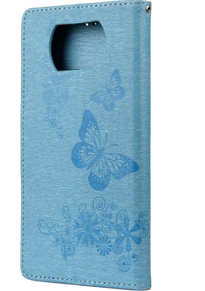 Baskı Kelebekleri Cüzdan Stand Flip Deri Telefon Kapağı Xiaomi Poco X3/poco X3 Nfc-Blue (Yurt Dışından)