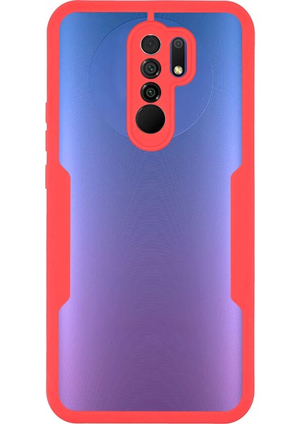 Çok Yönlü Koruma Evcil Hayvan Ekranı Koruyucusu+Akrilik Geri+Tpu Çerçeve Telefon Kasası Hibrit Kapak Xiaomi Redmi 9-Kırmızı (Yurt Dışından)