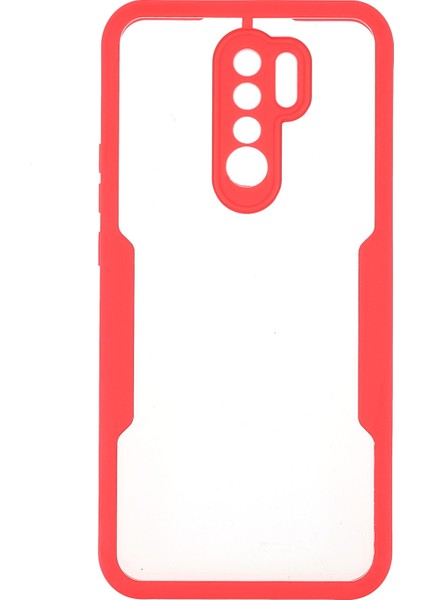Çok Yönlü Koruma Evcil Hayvan Ekranı Koruyucusu+Akrilik Geri+Tpu Çerçeve Telefon Kasası Hibrit Kapak Xiaomi Redmi 9-Kırmızı (Yurt Dışından) fiyatları