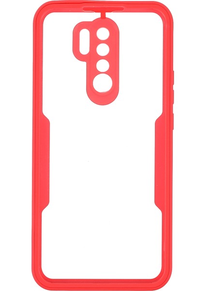 Çok Yönlü Koruma Evcil Hayvan Ekranı Koruyucusu+Akrilik Geri+Tpu Çerçeve Telefon Kasası Hibrit Kapak Xiaomi Redmi 9-Kırmızı (Yurt Dışından) modelleri
